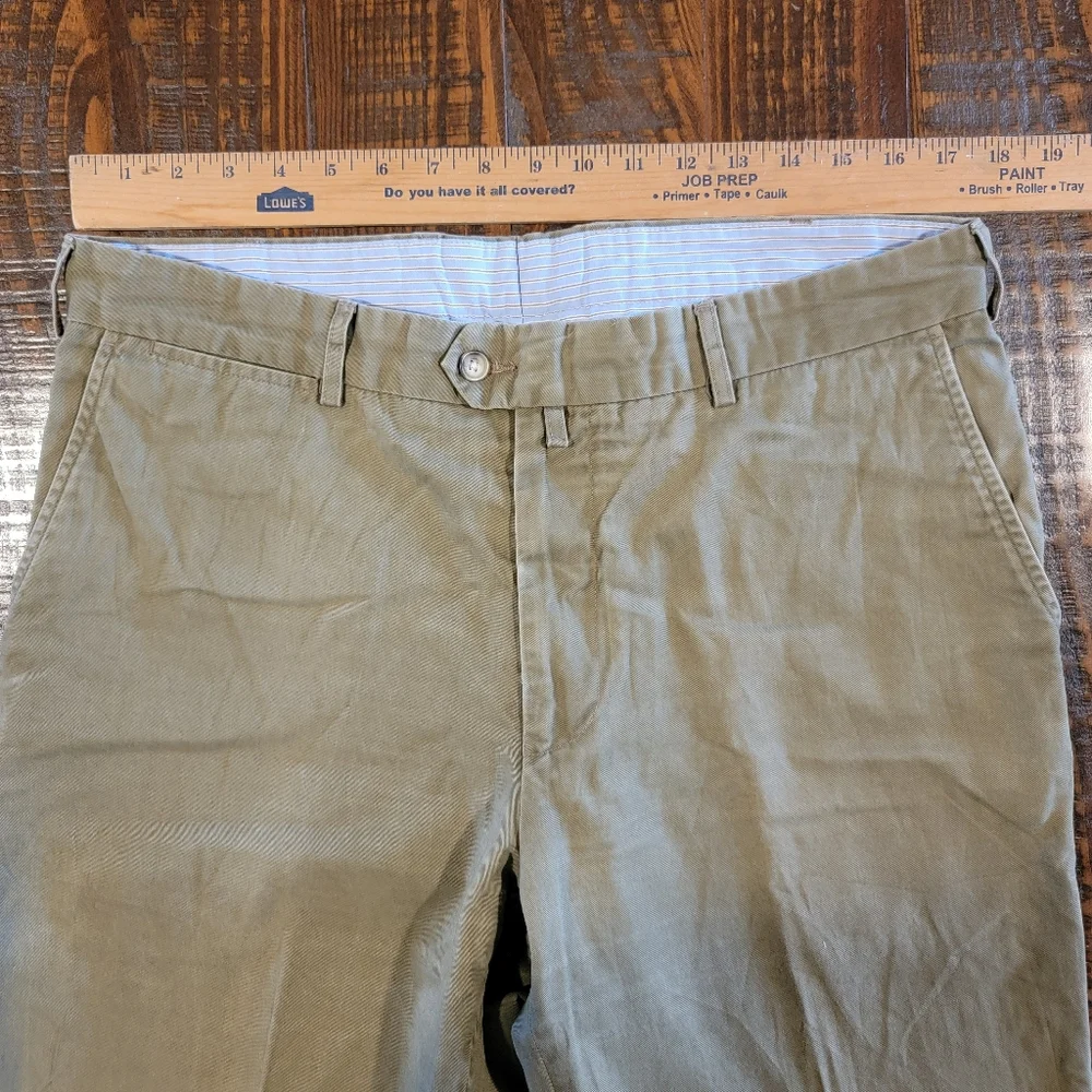 Vintage Faconnable Mens 36×32 Chino Pants 85% Cotton 15% Wool Flat Front‎ Olive